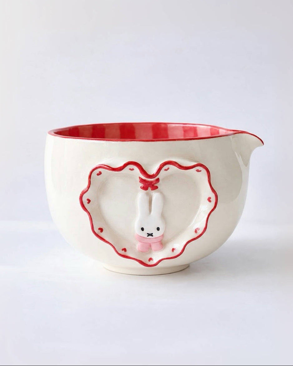 [Preorder] Red Gingham Bunny Matcha Bowl