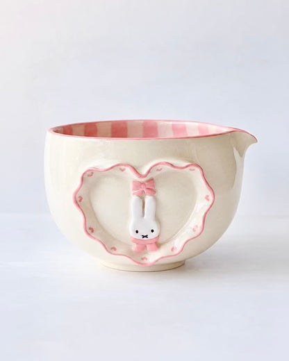 [Preorder] Pink Gingham Bunny Matcha Bowl