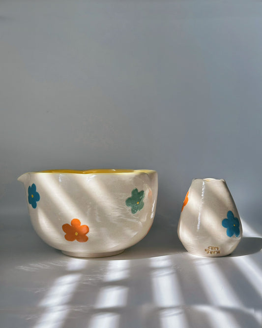 Colorful Flowers Matcha Bowl