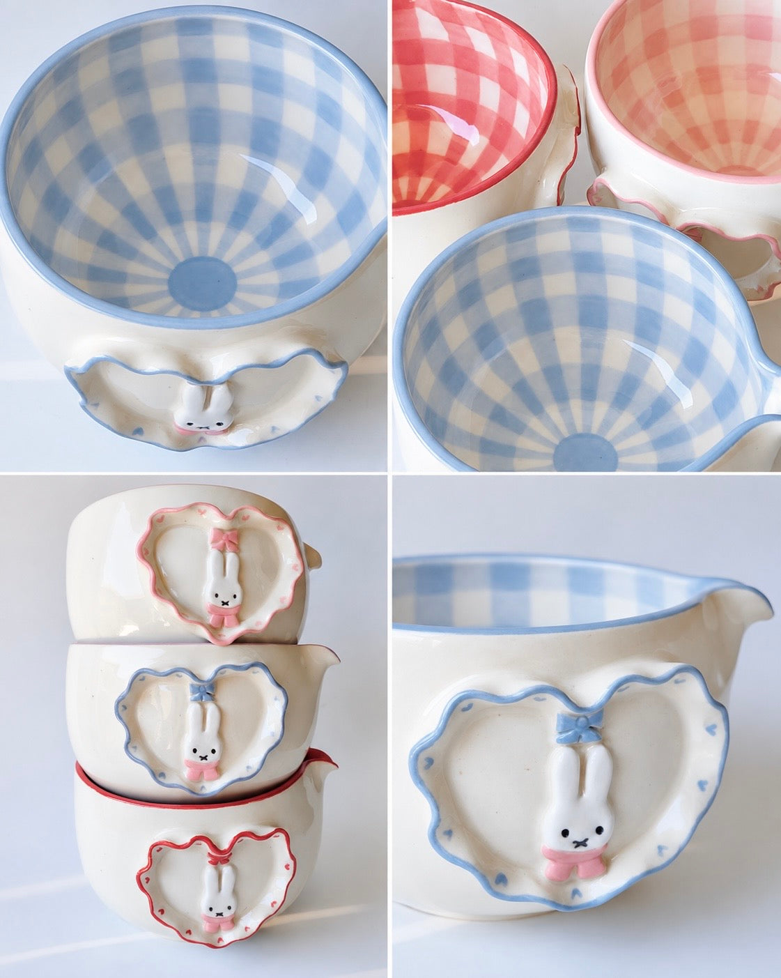 [Preorder] Blue Gingham Bunny Matcha Bowl