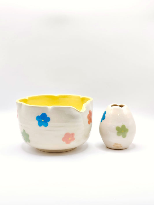 Colorful Flowers Matcha Bowl Set